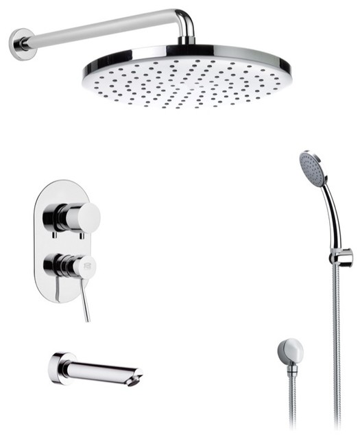 Chrome Tub and Shower System With 8" Rain Shower Head and Hand Shower
