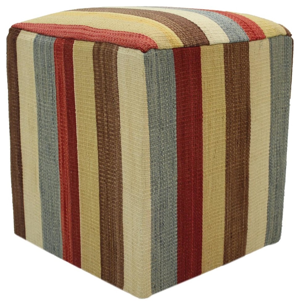Rustic Hanes Handmade Kilim Upholstered Ottoman Contemporary Footstools And Ottomans by