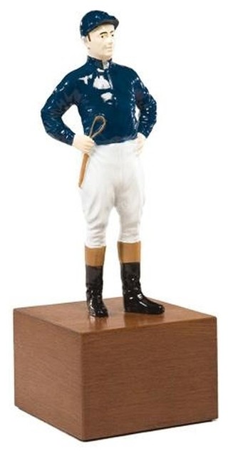 Sculpture Lodge Jockey in Riding Colors Large Cast Resin Hand-Cast
