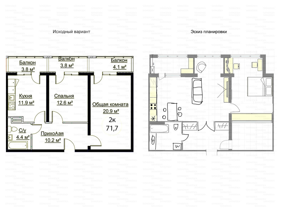 Идеи перепланировки для двухкомнатных квартир