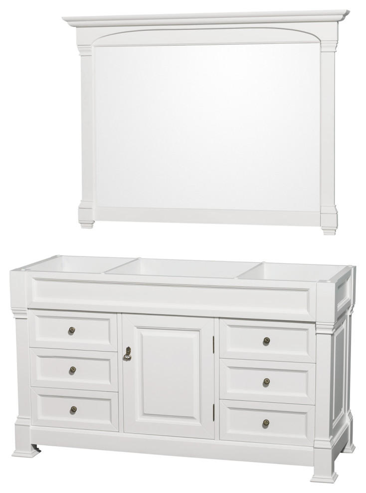 60 Inch Single Bathroom Vanity In White Traditional Bathroom 