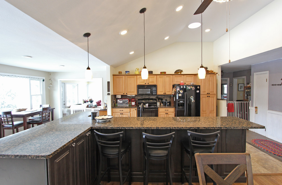 Open Concept Kitchen with Vaulted Ceiling and Waypoint ...