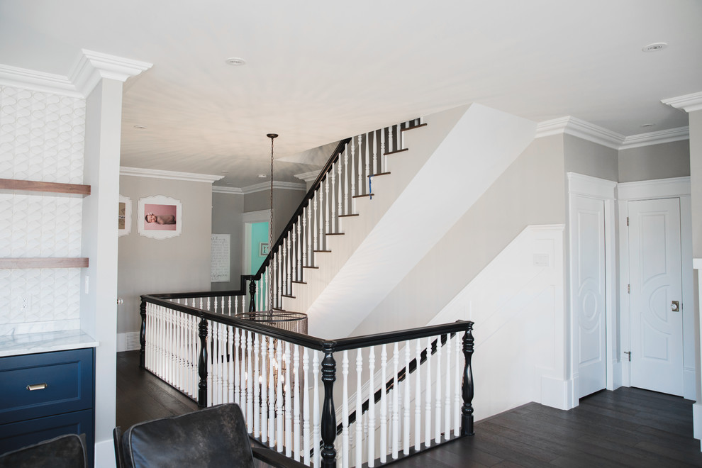 Mid-sized modern straight staircase in Other.