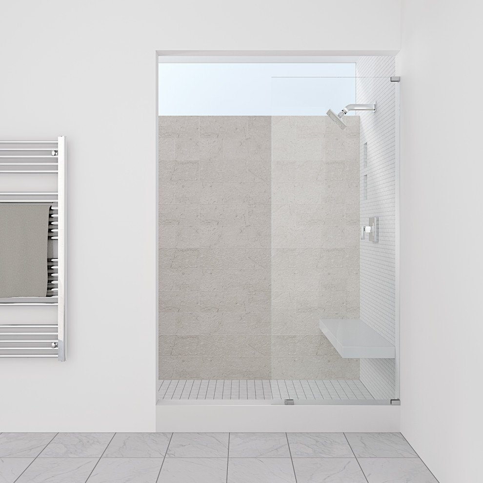 13.50" x 76" Frameless Fixed Glass Panel Contemporary Shower Doors