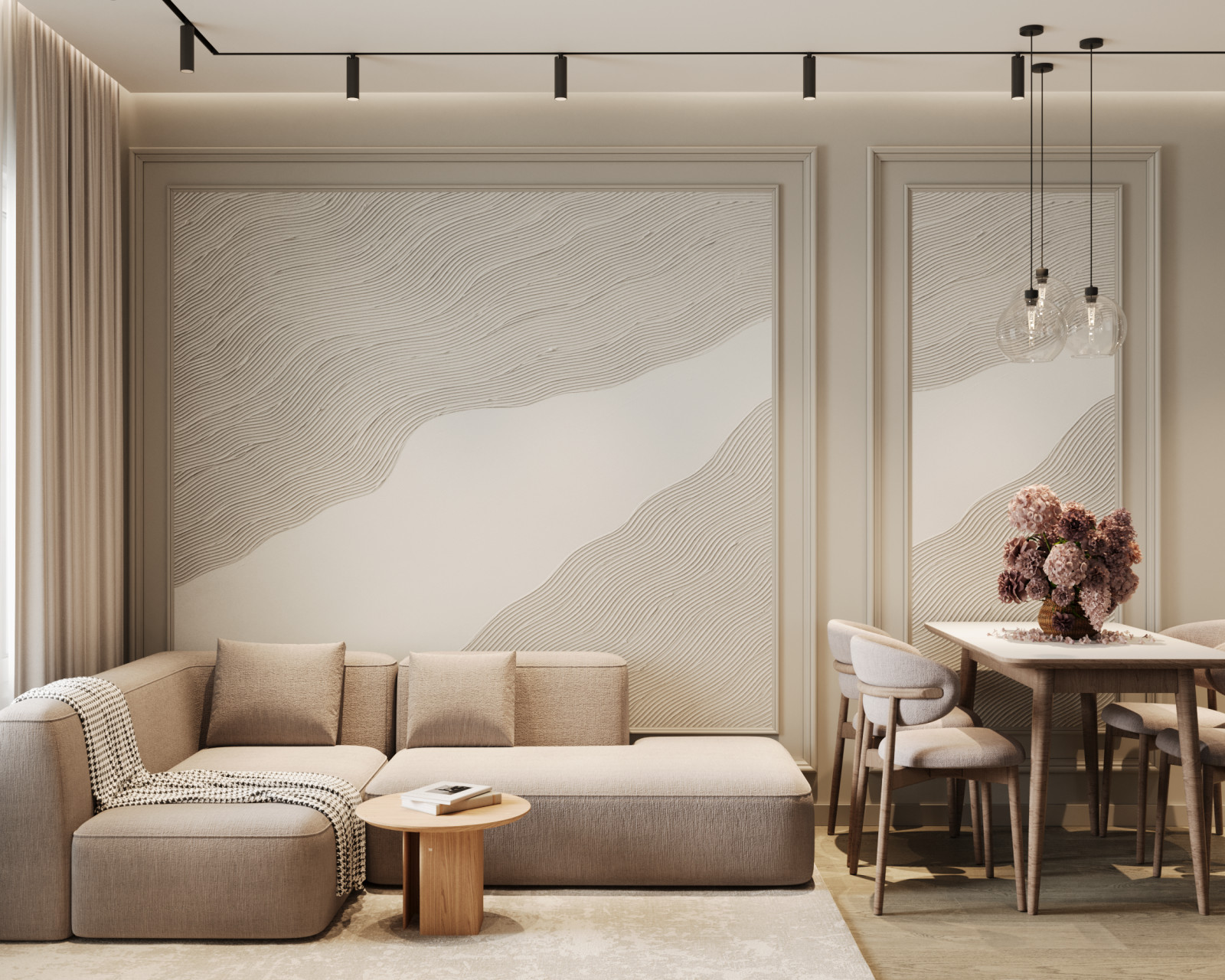 Дизайн светлой кухни-гостиной