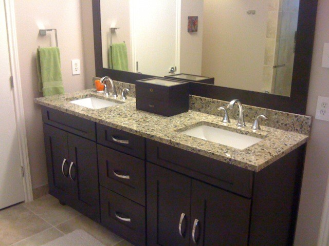 Java Cherry Vanity Cabinets Contemporary Bathroom Dallas By Star Home Remodeling