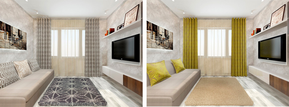 Кухня-гостиная с ярким акцентом