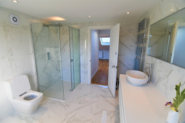 Double dormer loft conversion (L shape), bespoke service including, design/build traditional-bathroom