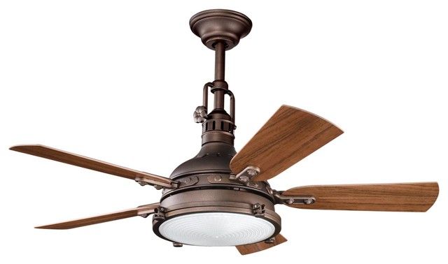 Hatteras Bay44in 4 Light Halogen Bulb Ceiling Fan in Weathered Copper