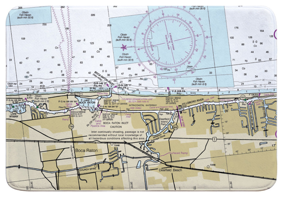 Fl Boca Raton Deerfield Beach Fl Nautical Chart Memory Foam Bath Mat Contemporary Bath Mats By Island Girl Home Inc