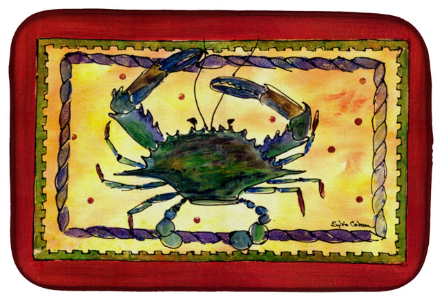 Caroline's Treasures Crab Dish Drying Mat, 14"x21", Multicolor