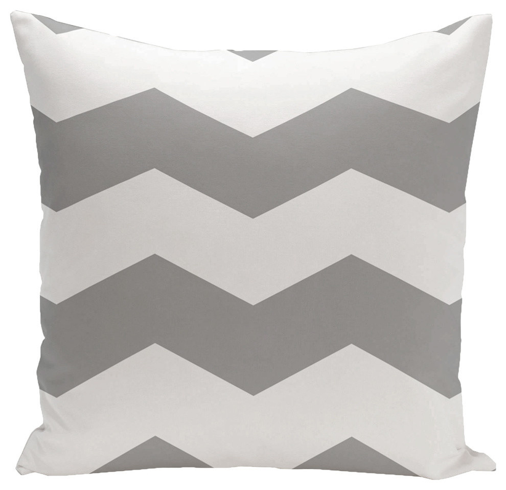 Geometric Decorative Outdoor Pillow, Classic Gray, 20"x20"