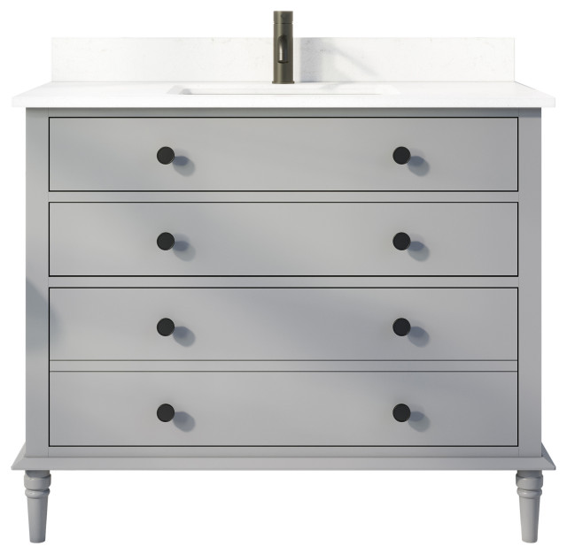 Flynn 42 Vanity With Power Bar And, Bathroom Vanity With Drawers