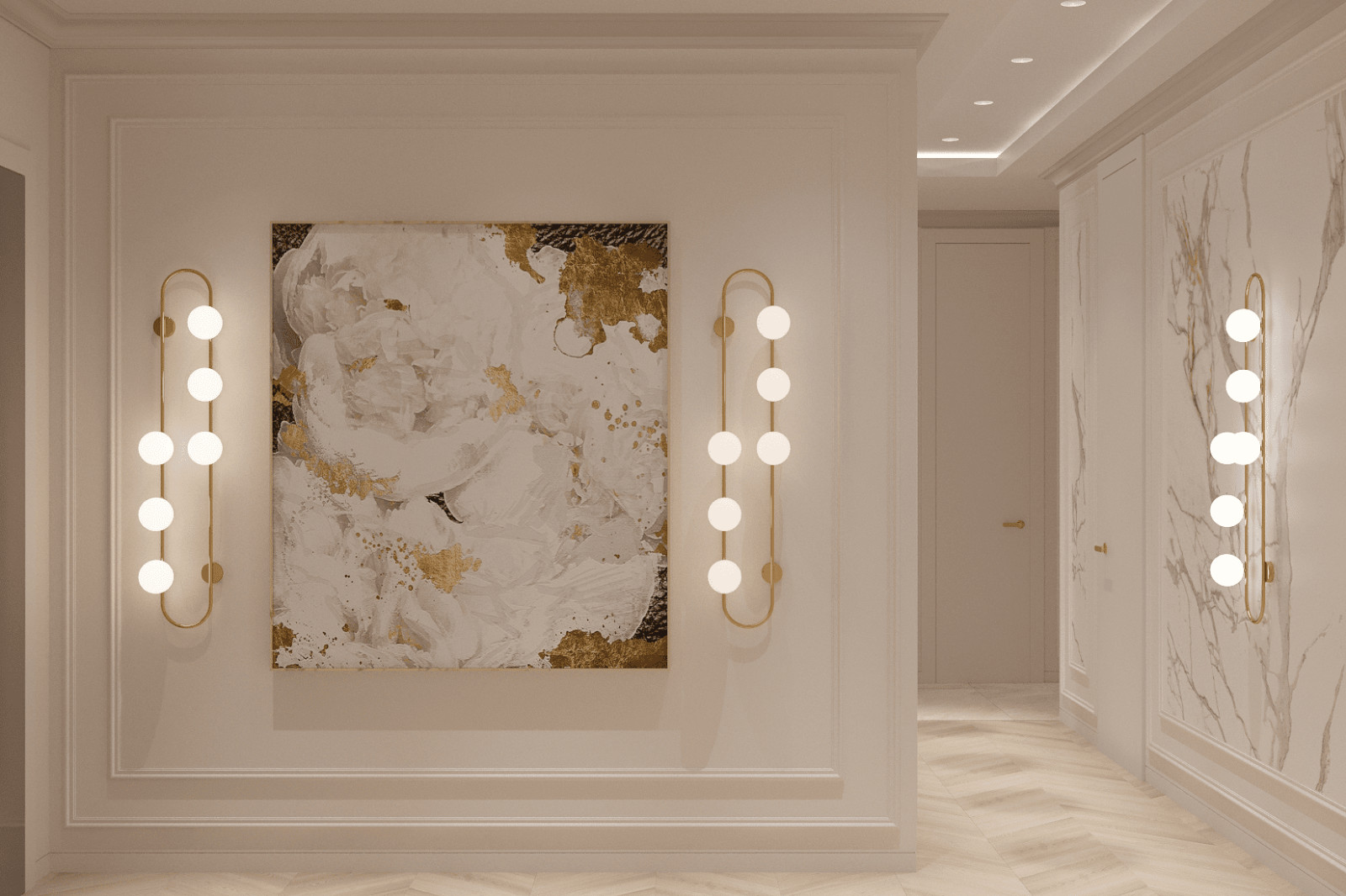 Просторная квартира в нежных оттенках со стильными элементами декора