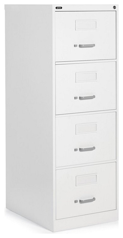 Global 4 Drawer Legal Size Vertical Lock Metal File Cabinet In Designer White Modern Filing Cabinets By Homesquare