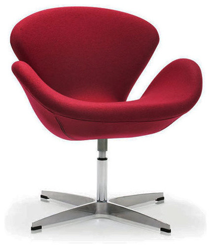 Modern Curved Swivel Chair in Dark Red