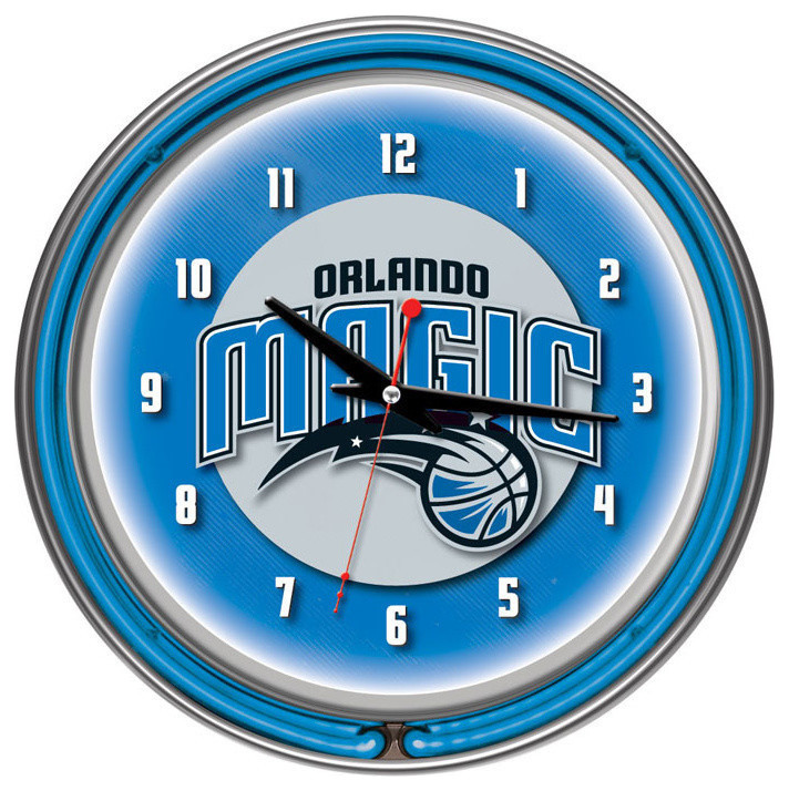 Orlando Magic NBA Chrome Double Ring Neon Clock