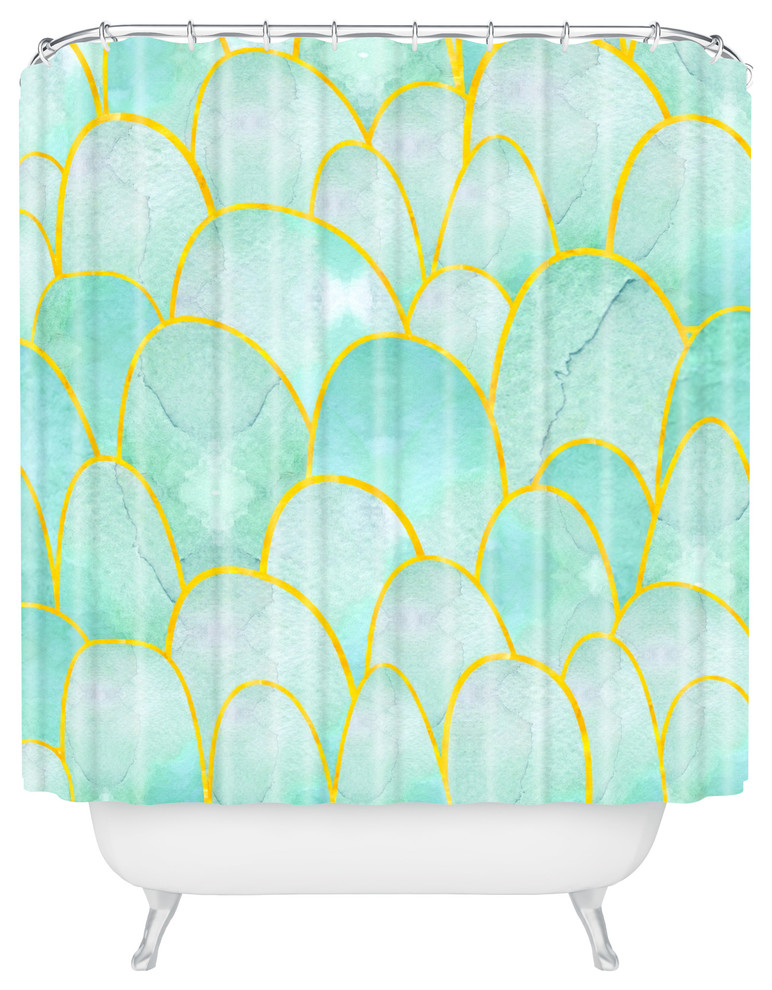 Hello Sayang Fish Scales Shower Curtain, Standard 69"x72" Beach Style