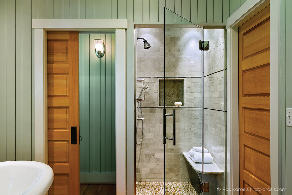 Design ideas for a transitional bathroom in Seattle.