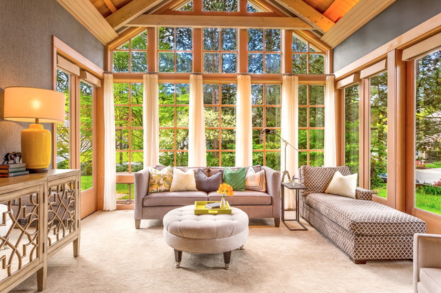 Transitional Custom Great Room nyklassisk-allrum
