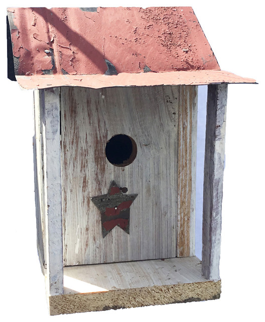 Barn Wood Bird House With Porch Farmhouse Birdhouses By