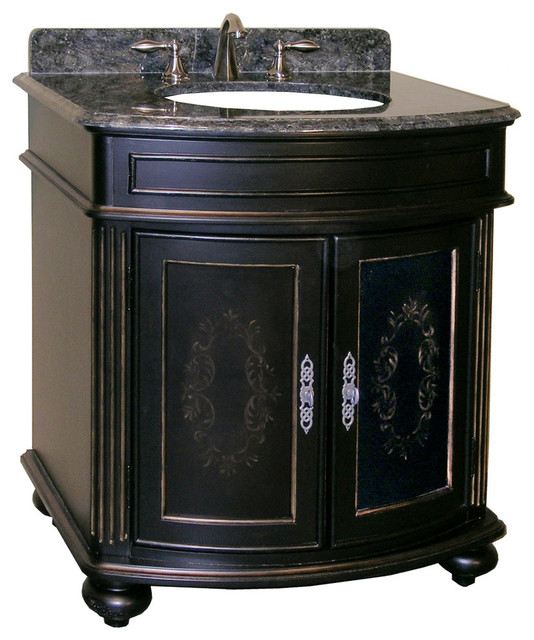 30 Arlington Single Sink Vanity With Black Top Ebony Traditional 30 Arlington Single Sink Vanity With Black Top