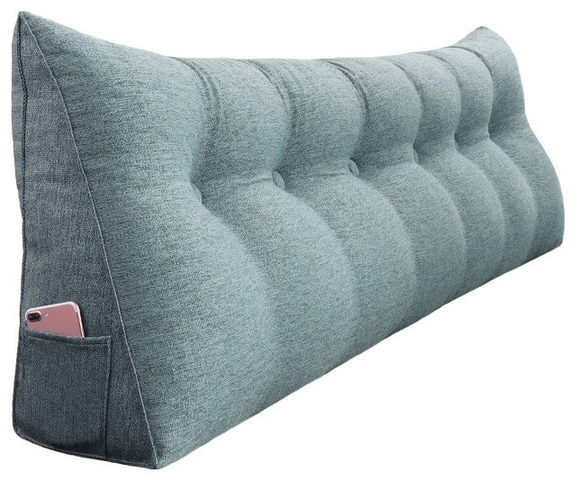 Bed Rest Reading Wedge Pillow for Headboard Daybed Dorm Light Gray
