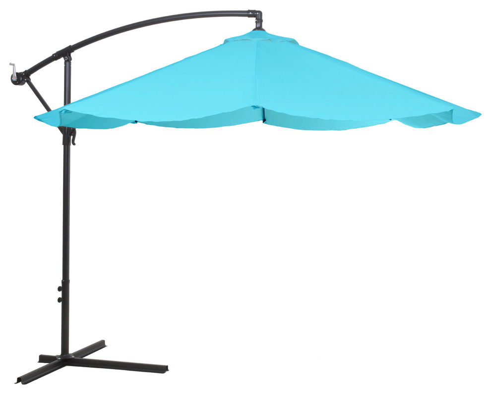 Pure Garden Offset 10 Foot Aluminum Hanging Patio Umbrella - Blue