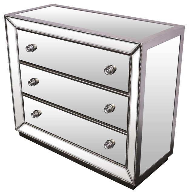 Special Edition Jameson 3 Drawer Chest Silver With Mirrored Inlays Special Edition Jameson 3 Drawer Chest Silver With Mirrored Inlays