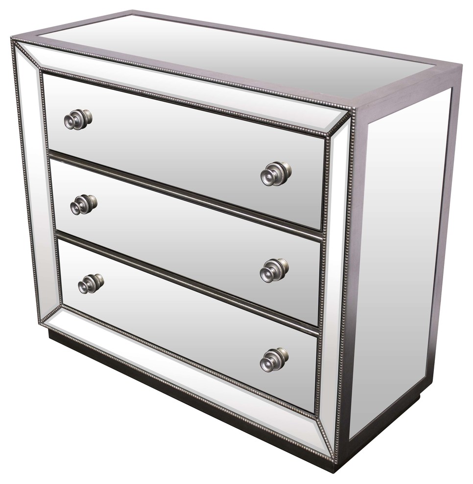 Special Edition Jameson 3-Drawer Chest, Silver With Mirrored Inlays