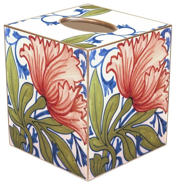 TB559-Delft Tile Poppy Tissue Box Cover