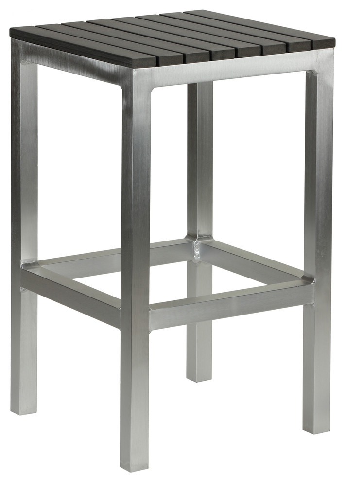 Haven Aluminum Outdoor Backless Counter Stool, Slate Gray Poly Wood