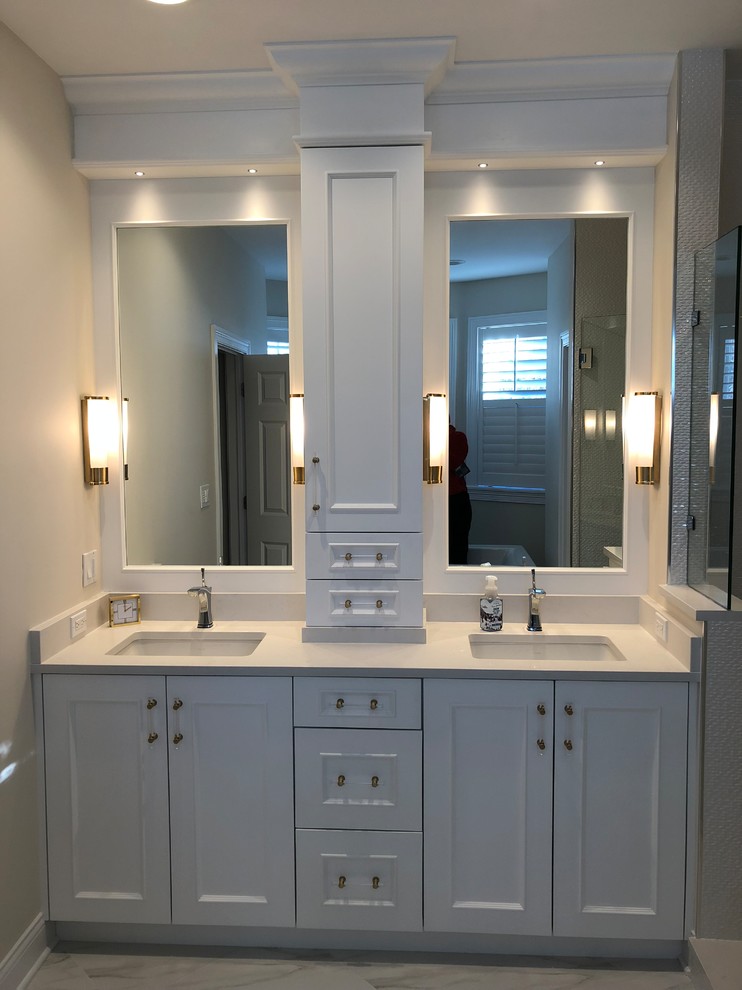 How to remove caulk from my custom white vanity.