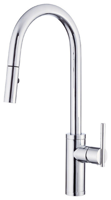 Gerber Parma Pullout Spray Single Hole Kitchen Faucet, Polished Chrome, D454058