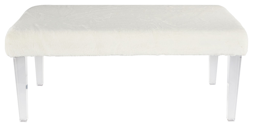 40" Faux Fur Bench, White