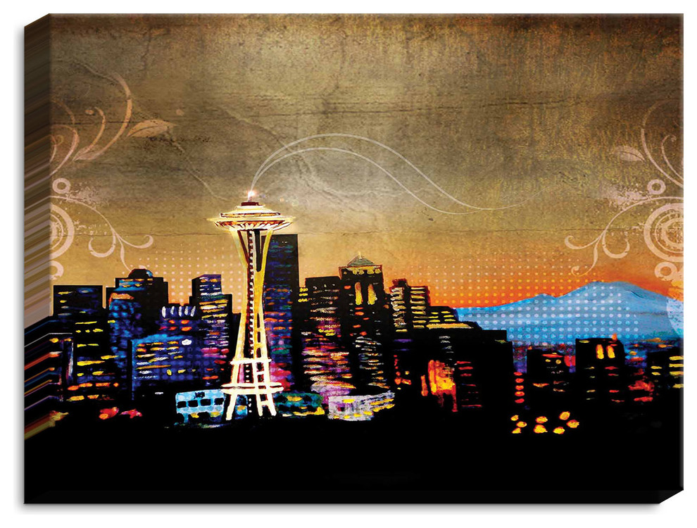 "Seattle Skyline" Illuminated Wall Art, 38"x29"