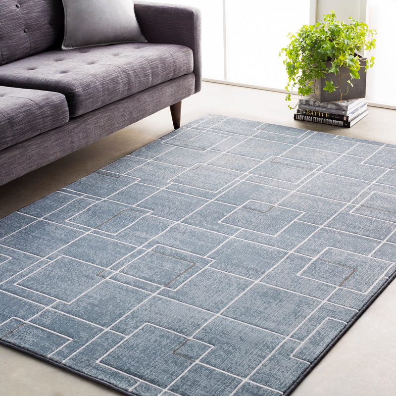 Contempo Modern Pale Blue, Denim Area Rug Contemporary Area Rugs