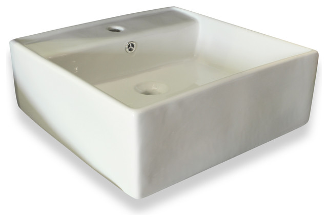 Square Ceramic Sink With Overflow Valve White 18 5 Bathroom Square Ceramic Sink With Overflow Valve White 18 5