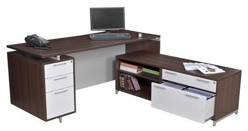 Onedesk Collection L Shaped Corner Desk Low Credenza