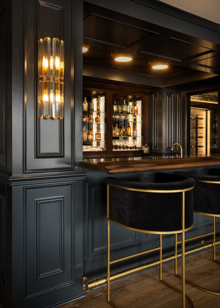 Design ideas for an eclectic home bar in Kansas City.