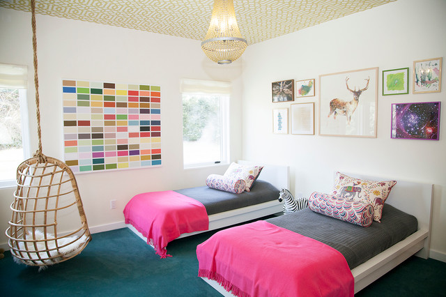 twin girls bedroom - eclectic - kids - new york -abaca interiors