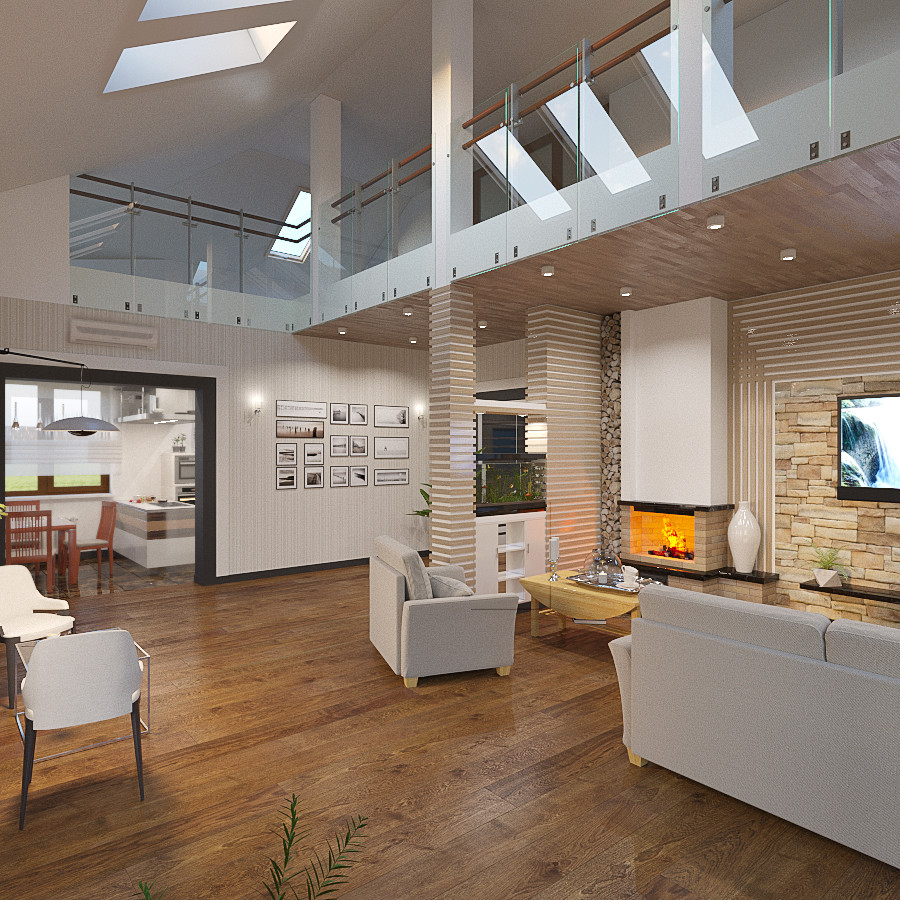 Гостиная, второй свет. Загородный дом.