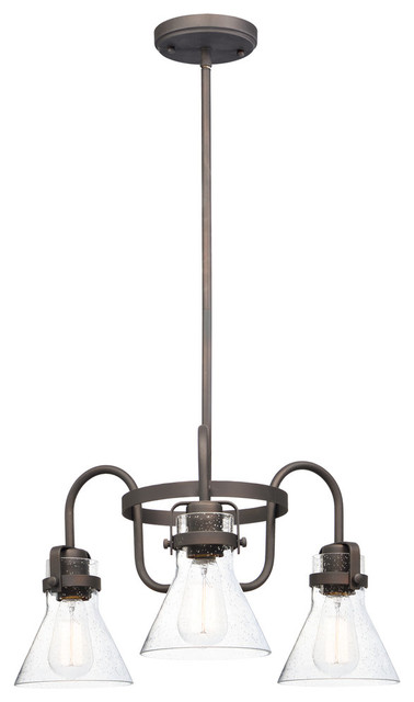 Seafarer 3-Light Chandelier, Oil Rubbed Bronze With Seedy Glass/Shade