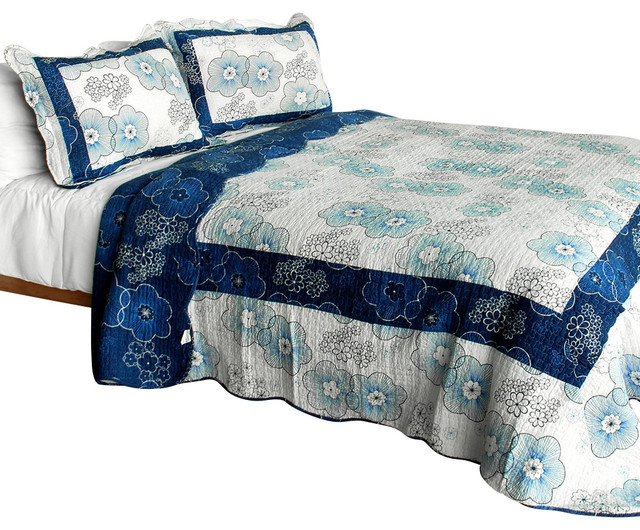 Shibumi Cotton 3PC VermicelliQuilted Floral Patchwork Quilt Set (Full