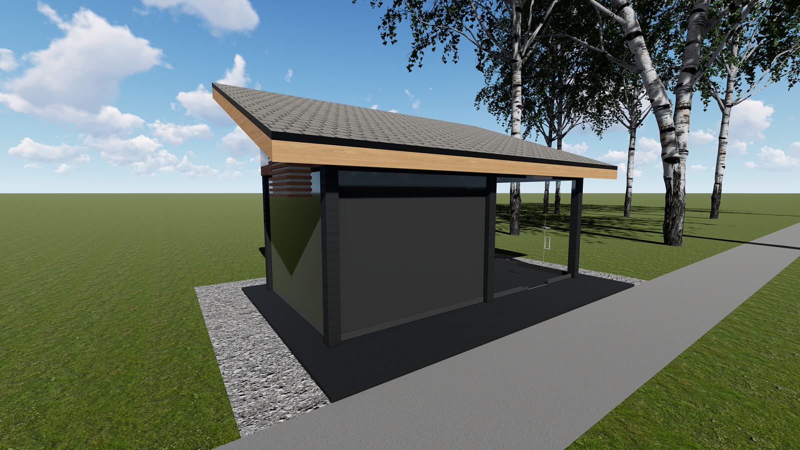 Теплая беседка с безрамным раздвижным остеклением