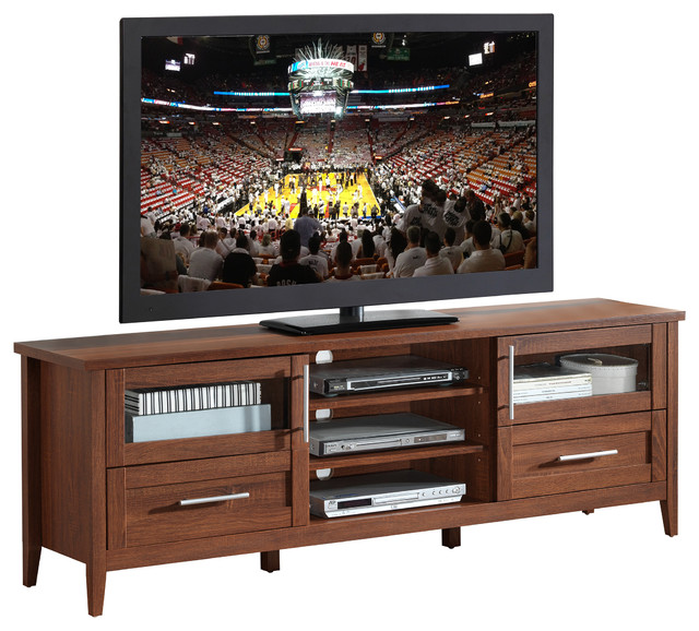 Modern TV Stand With Storage for TVs Up To 75", Oak Transitional