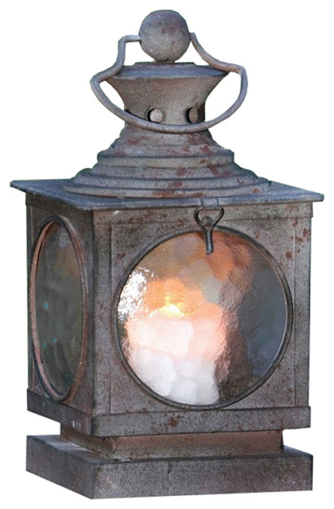 Metal Square Hanging Candle Lantern, Curved Glass Insert