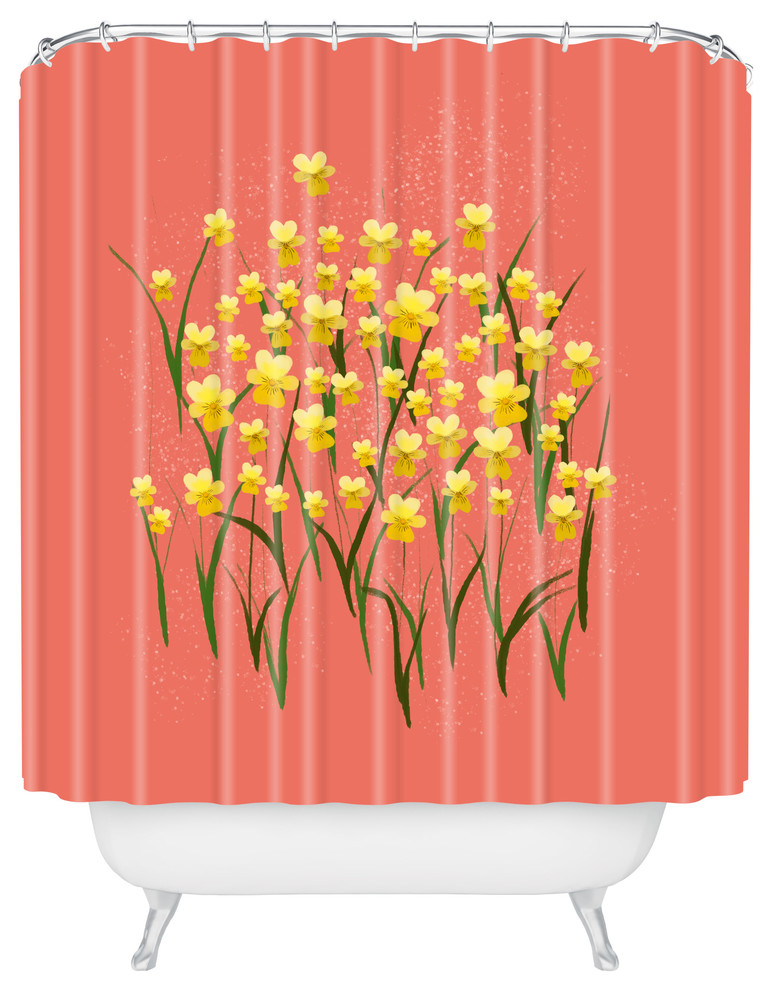 coral and gold shower curtain