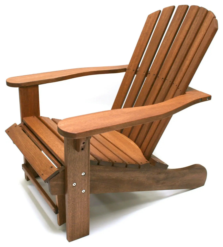 Classic Adirondack Chair, Eucalyptus Hardwood, Slanted Seat & Wide Arms