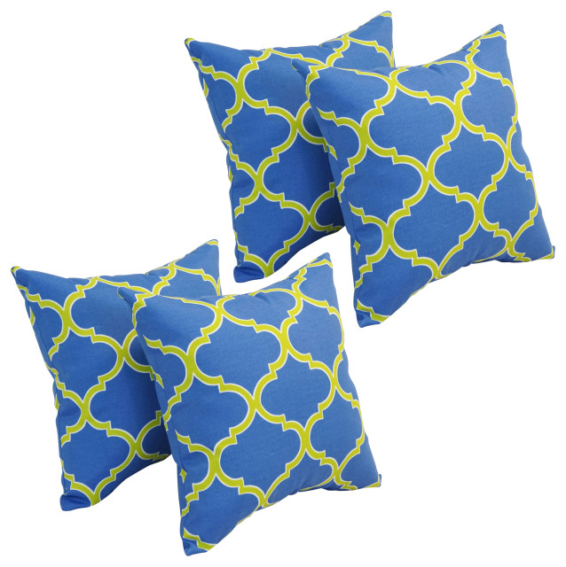 17" Square Polyester Outdoor Throw Pillows, Set of 4, Irondaze Cobalt
